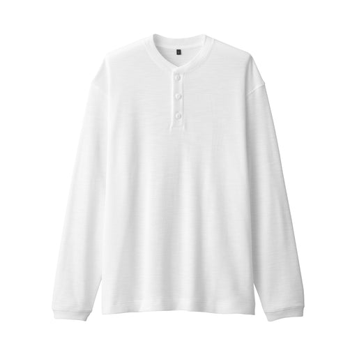 Men's Waffle Henry Neck T-Shirt White MUJI