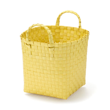 Recycled Polypropylene Strap Weave Basket - Yellow - Small (dia. 9.8 x H7.9") MUJI