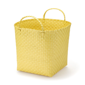 Recycled Polypropylene Strap Weave Basket - Yellow - Large (Dia. 15.7 x H12.6") MUJI