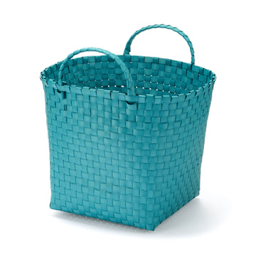 Recycled Polypropylene Strap Weave Basket - Blue - Medium (dia. 13 x H9.8") MUJI