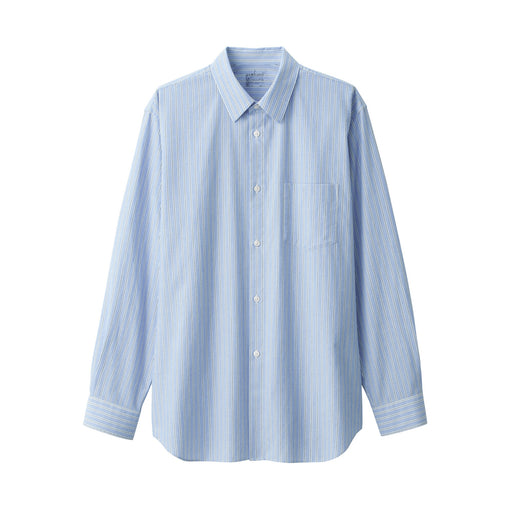 Labo Men's Poplin Regular Collar Shirt Light Blue Stripe MUJI