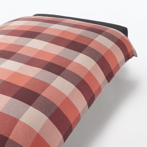 Cotton Flannel Duvet Cover Dark Orange Check MUJI