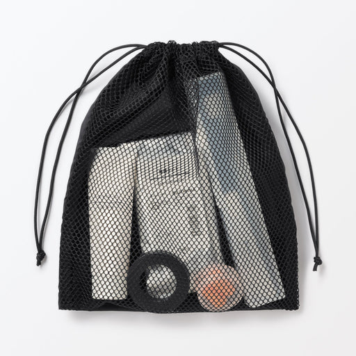Polyester Mesh Drawstring Bag - Small Black MUJI