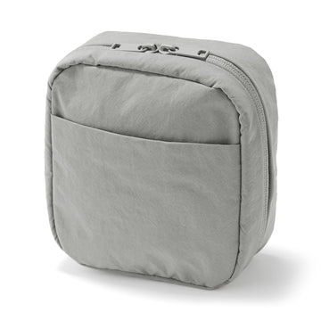 Wrinkled Nylon Wide-Opening Pouch - Square Gray MUJI