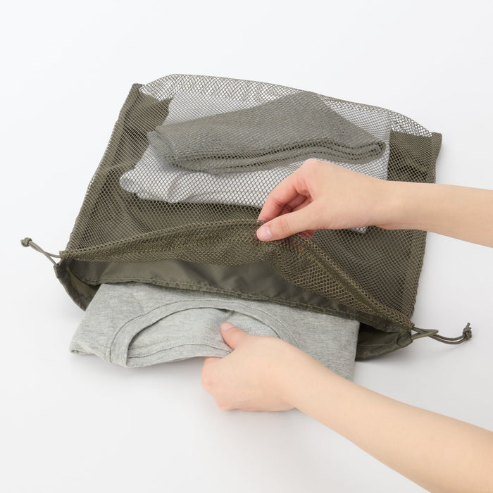 Polyester Mesh Drawstring Bags Polyester Mesh Drawstring Bag | Travel Packing Bags | MUJI USA