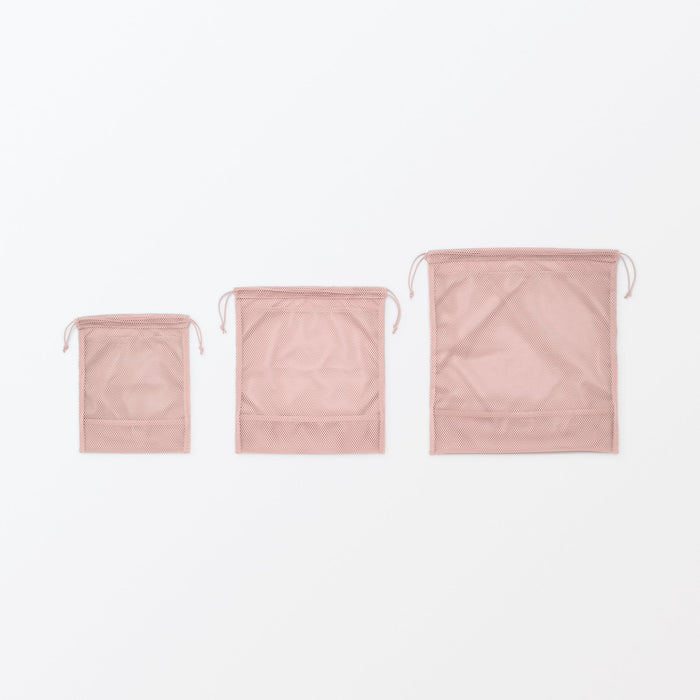 Polyester Mesh Drawstring Bags Polyester Mesh Drawstring Bag | Travel Packing Bags | MUJI USA