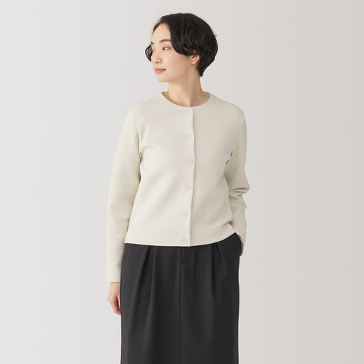 Women's Double Knitted Sweatshirt Cardigan MUJI