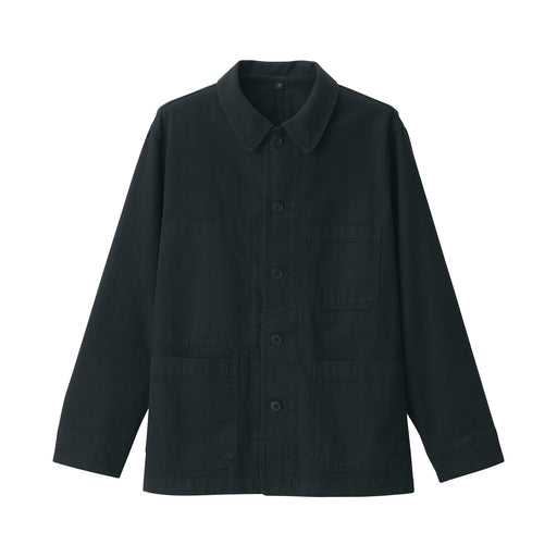 Men's Kapok Blend Herringbone Coverall Jacket Black MUJI