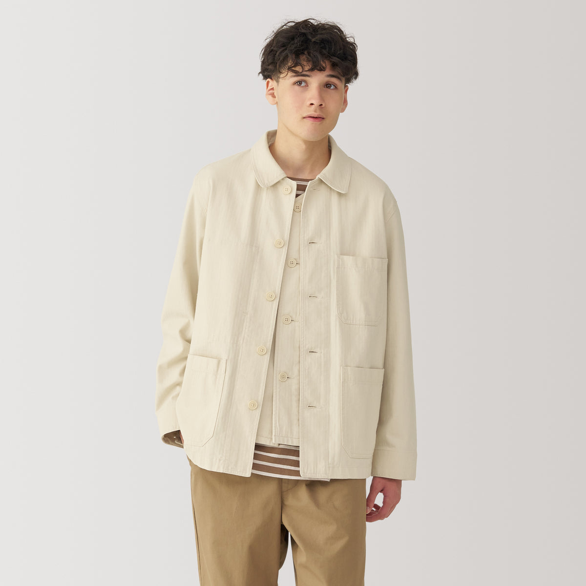 Men's Kapok Blend Herringbone Coverall Jacket