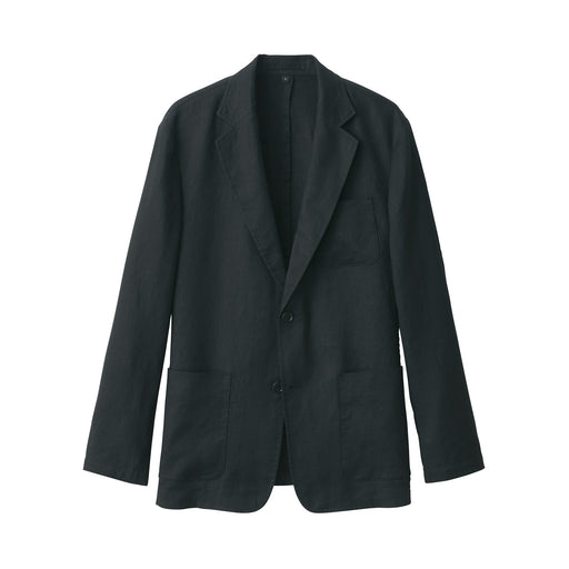 Men's Washed Linen Jacket Black MUJI