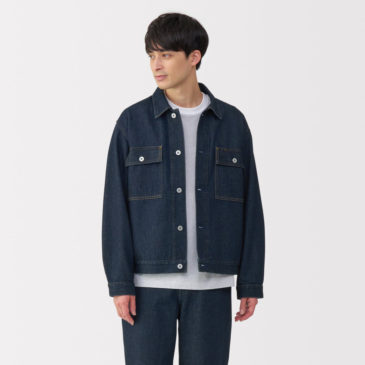 ジャケット・アウター all hemp denim multiple pockets jacket Kapok Blend Denim Jacket | Men's Outerwear | MUJI USA