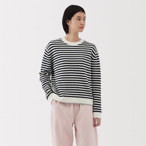 Women's Washable Waffle Knit Crewneck Sweater MUJI