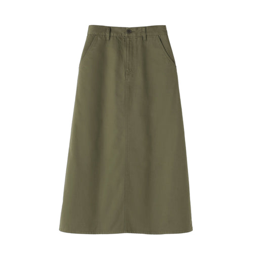 Women's Chino A-Line Skirt Khaki Green MUJI