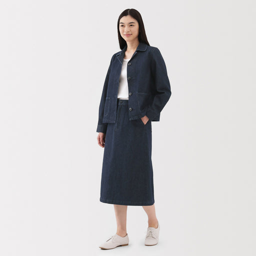 Kapok Blend Denim A-Line Skirt MUJI