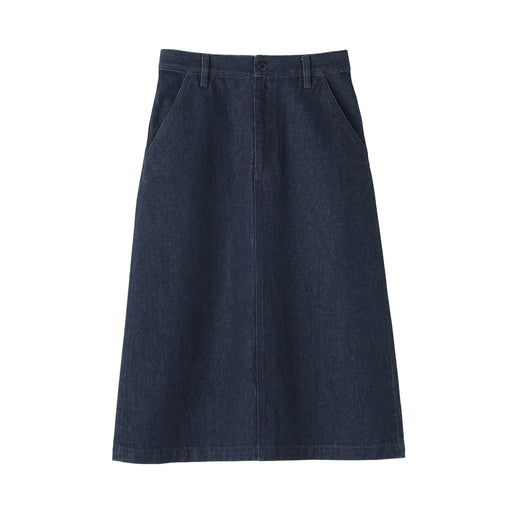 Kapok Blend Denim A-Line Skirt Dark Navy MUJI