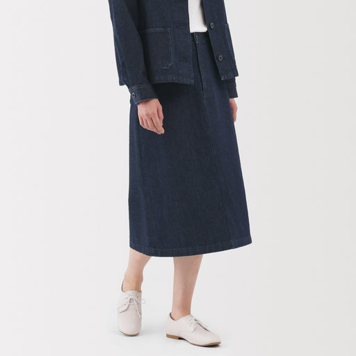 Kapok Blend Denim A-Line Skirt MUJI