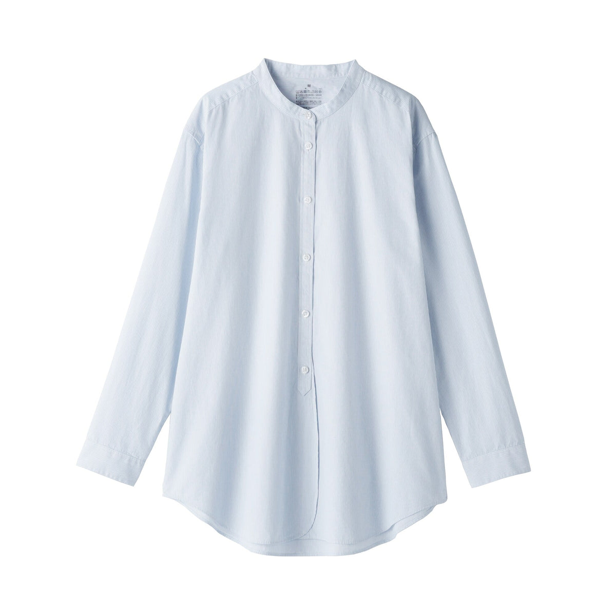 Women's Washed Broadcloth Stand Collar Long Shirt