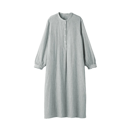 Women's Kapok Blend Double Gauze Dress Smoky Green Stripe MUJI