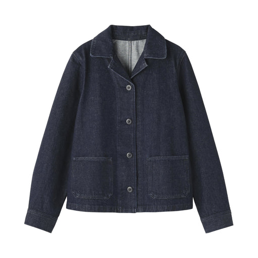 Women's Kapok Blend Denim Jacket Dark Navy MUJI