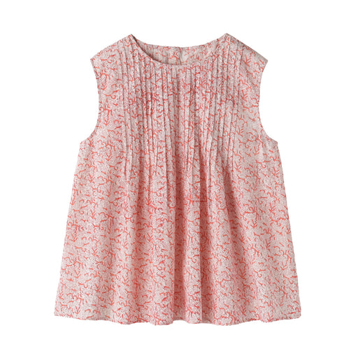 Women's Block Print Sleeveless Blouse Orange Pattern MUJI