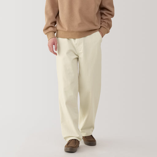 Men's Kapok Blend Herringbone Wide Pants MUJI
