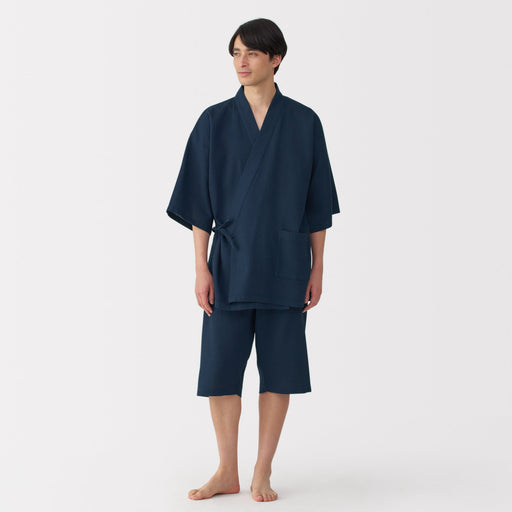 Men's Lyocell Blend Waffle Weave Jinbei Loungewear Set MUJI