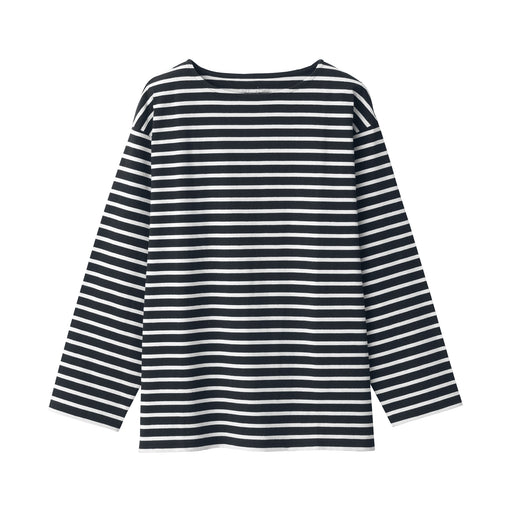 Men's Heavyweight Boatneck T-Shirt Black Stripe MUJI