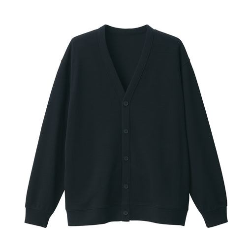 Men's Double Knit V-Neck Cardigan Black MUJI