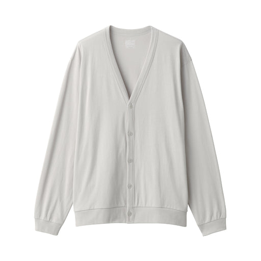 Men's Jersey V Neck Cardigan Light Gray MUJI