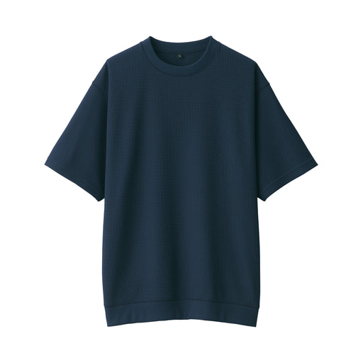 Men's UV Protection Waffle T-Shirt Dark Navy MUJI