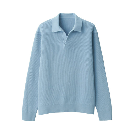 Men's Ribbed Skipper Pullover Light Blue MUJI