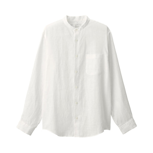 Men's Linen Stand Collar Shirt White MUJI