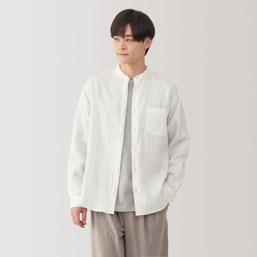 Men's Linen Stand Collar Shirt MUJI