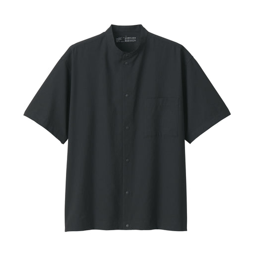 Men's Breathable Stand Collar Shirt Black MUJI