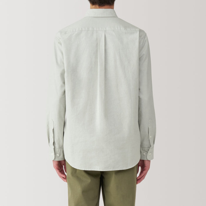 muji dress shirts Men's Washed Oxford Stand Collar Long Sleeve Shirt