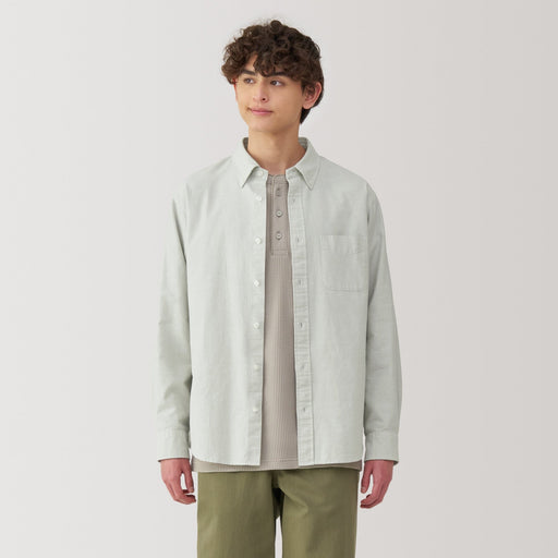 Men's Washed Oxford Button Down Long Sleeve Shirt MUJI