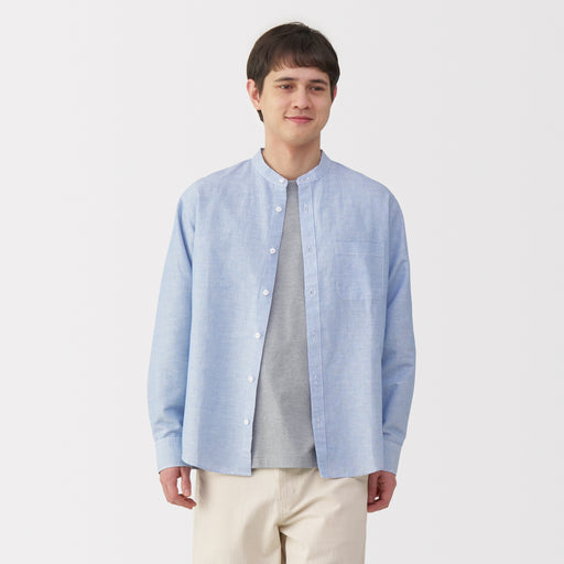 Men's Hemp Cotton Stand Collar Shirt MUJI
