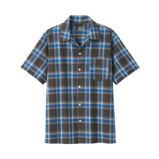 Men's Madras Check Open Collar Shirt Brown Check MUJI