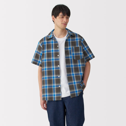Men's Madras Check Open Collar Shirt MUJI
