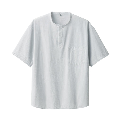 Men's Cool Touch Henley T-Shirt Gray Stripe MUJI