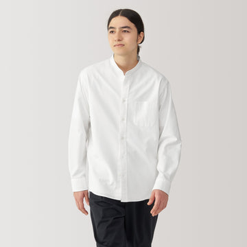 Men's Washed Oxford Stand Collar Long Sleeve Shirt MUJI