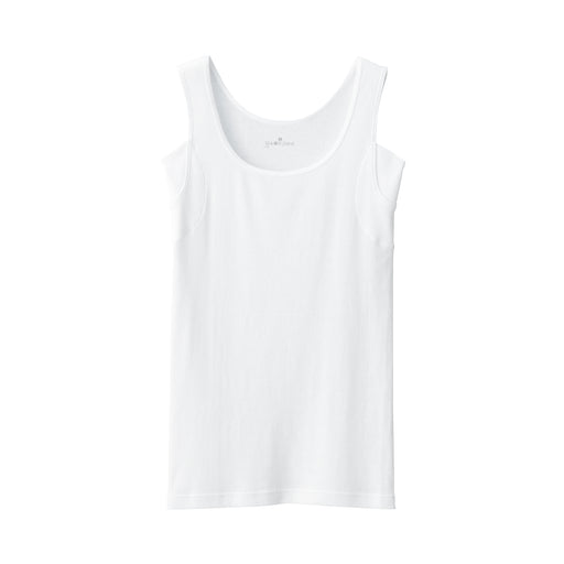 Women's Moisture-Wicking Cotton Tank Top with Sweat Pads White MUJI