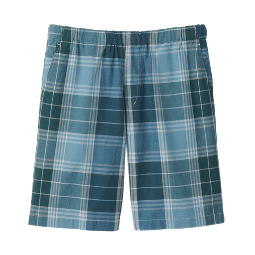 Men's Madras Check Button Easy Shorts Dark Green Check MUJI