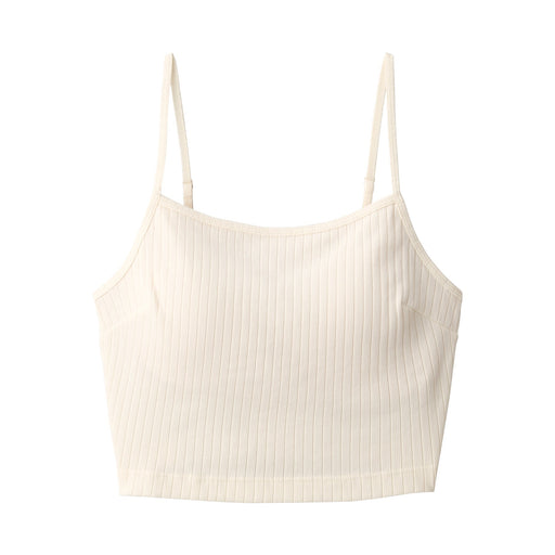 Women's Cotton Stretch Ribbed Cropped Bra Camisole Off White MUJI