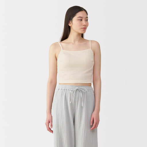 Women's Cotton Stretch Ribbed Cropped Bra Camisole MUJI