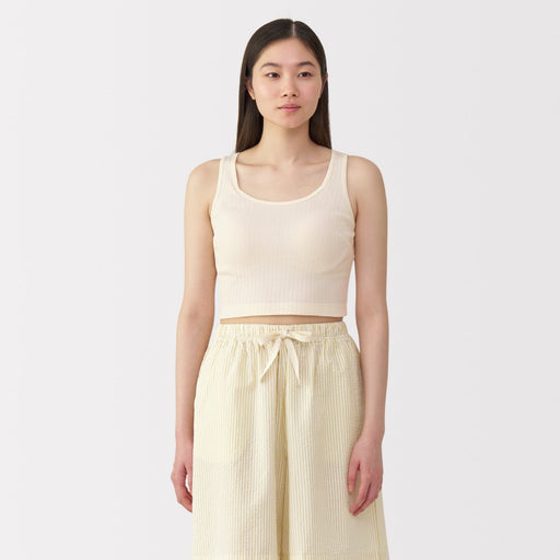 Women's Cotton Stretch Ribbed Cropped Bra Tank Top MUJI