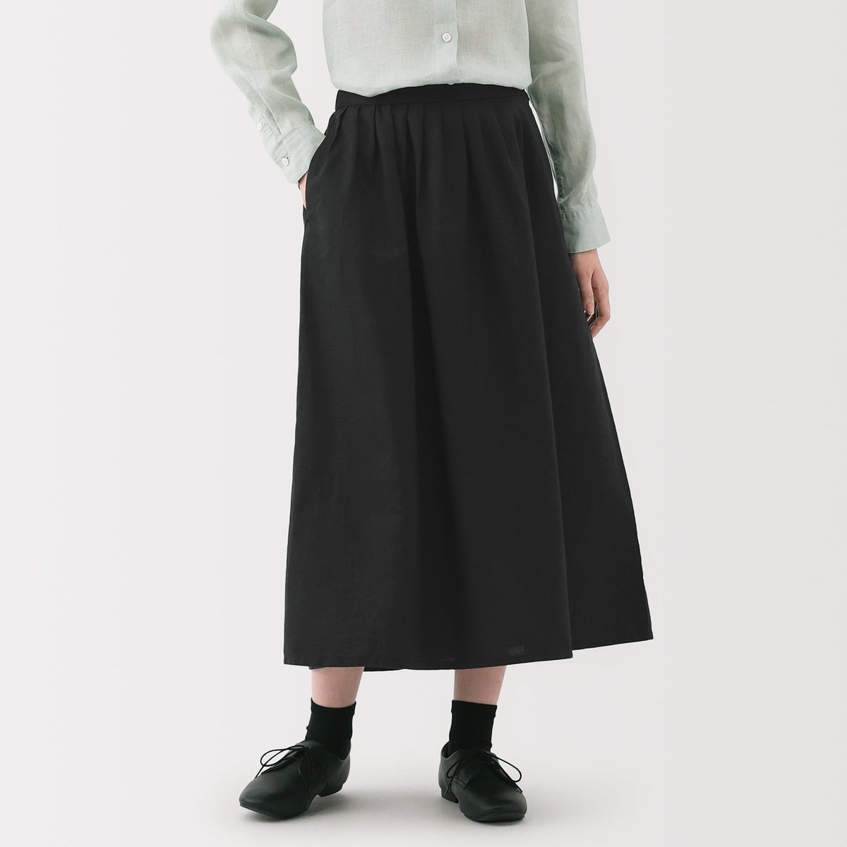 면/린넨 소재 여성 장미 스커트