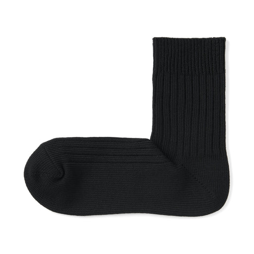 Right Angle Ribbed Thick Short Socks Black MUJI