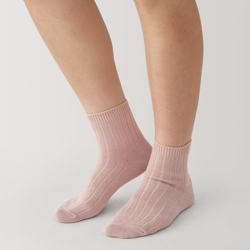 Right Angle Loose Top Ribbed Short Socks Smoky Pink 23-25cm (US W7-9 M5-7.5) MUJI