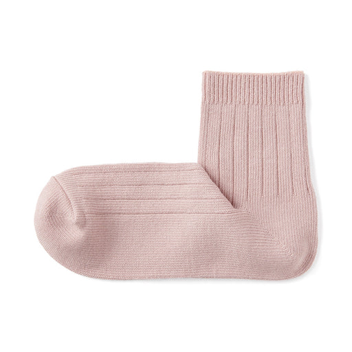 Right Angle Loose Top Ribbed Short Socks Smoky Pink 23-25cm (US W7-9 M5-7.5) MUJI